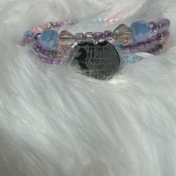 Handmade beaded unicorn wrap bracelet gift for her, memory wire bracelet, charm - Picture 2 of 6